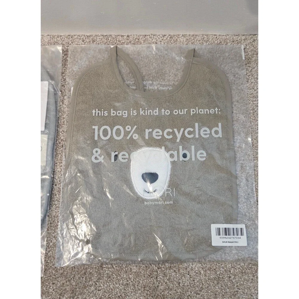 Baby mori organic cotton animal tie bibs